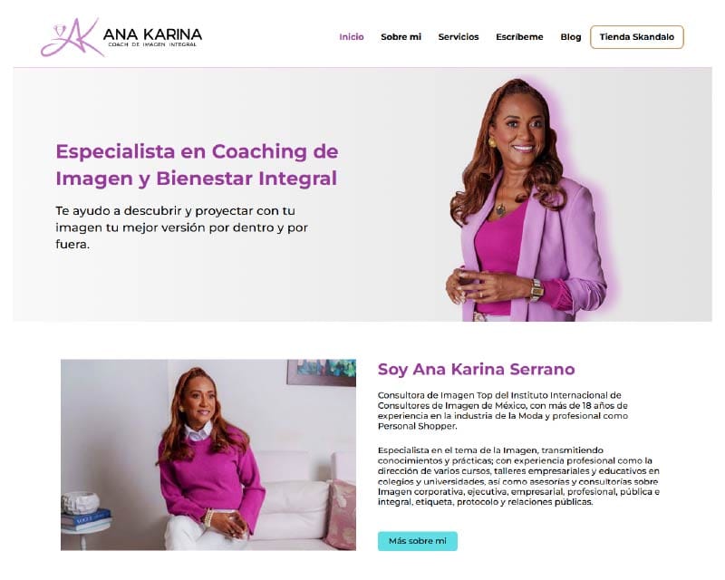 Diseño sitio web Ana Karina Serrano